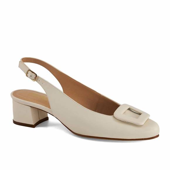 NEW ANDREA women's slingback low heel pumps in beige - Picture 1 of 5